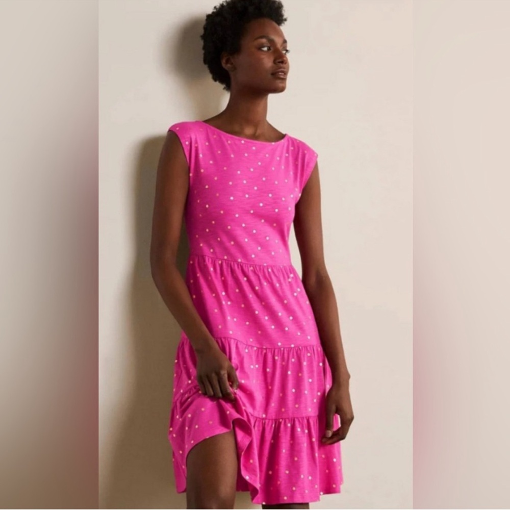 Boden Pink Polka Dot Dress size 8